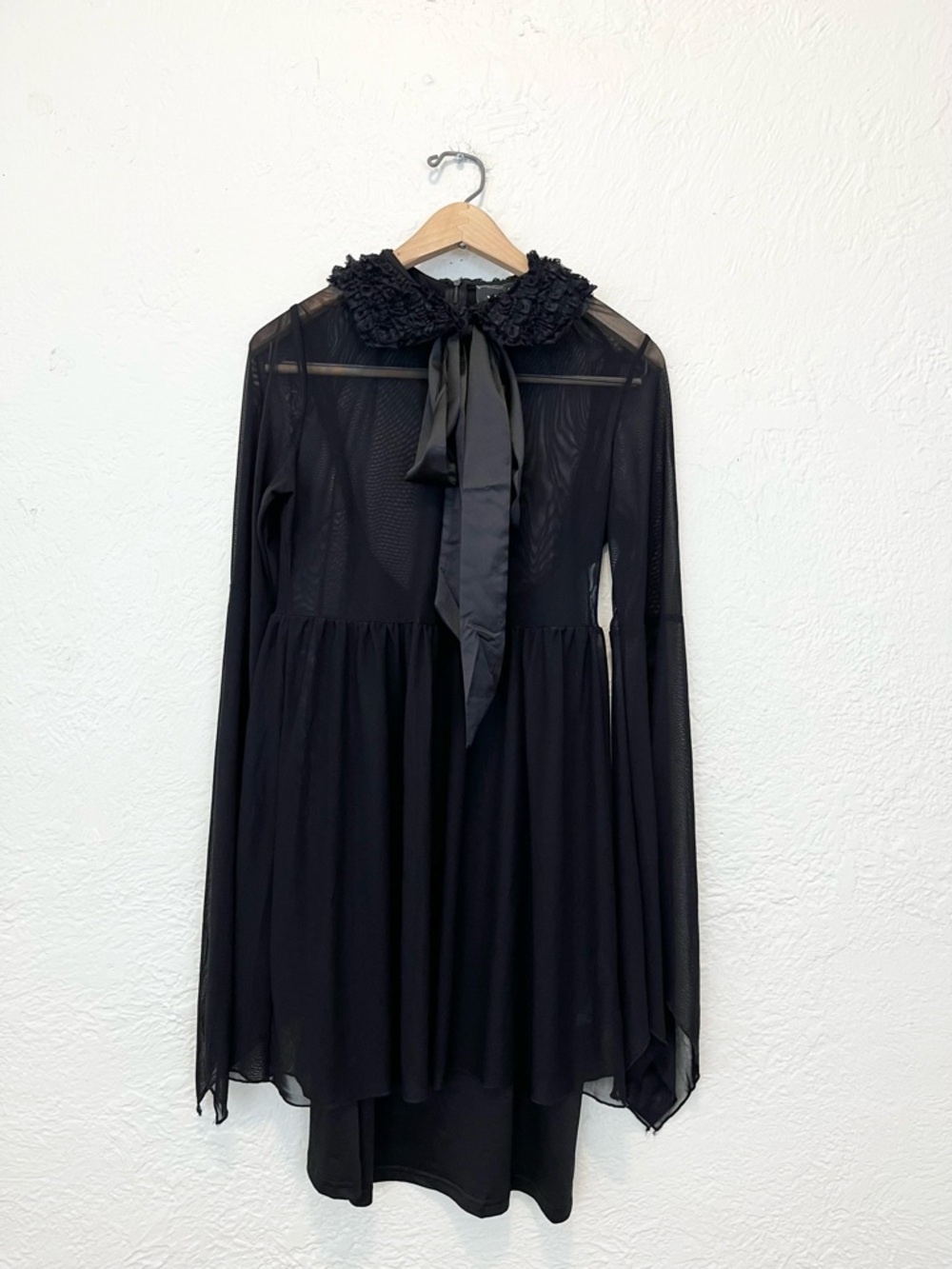 Killstar Dress Babydoll Mesh Bell Sleeve Ruffle Collar Goth Witchy Medium M - Picture 8 of 13